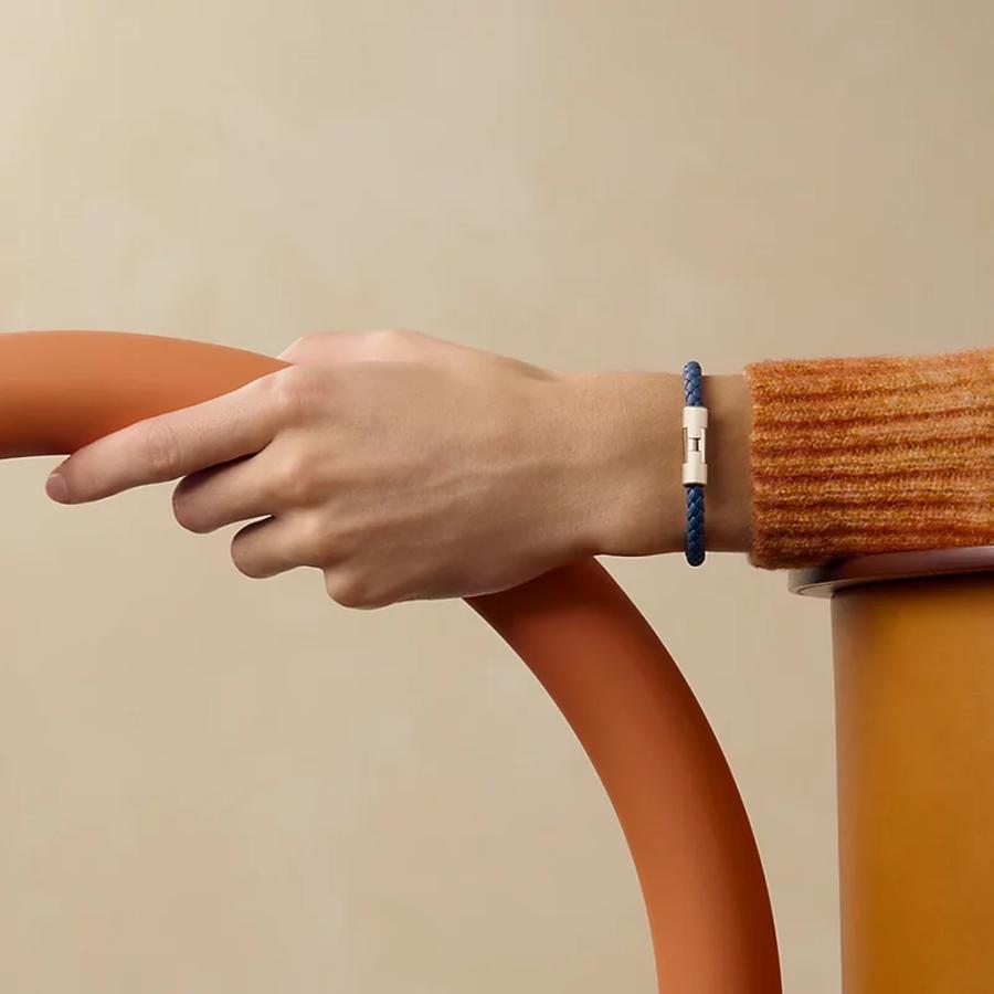 エルメス HERMES メンズ レザーブレスレット (パズルH)【ブルー 】【送料無料】【正規品】の画像