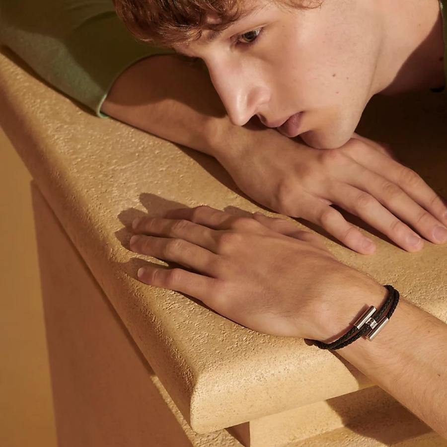 エルメス HERMES メンズ レザーブレスレット (トゥルニ) トレッセ【オレンジ 】【送料無料】【正規品】の画像