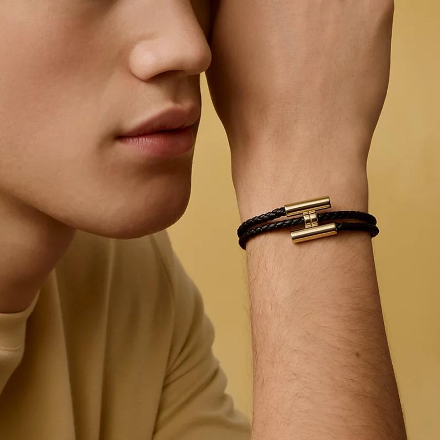 エルメス HERMES メンズ ブレスレット (トゥルニ) トレッセ【ブラック 】【送料無料】【正規品】の画像