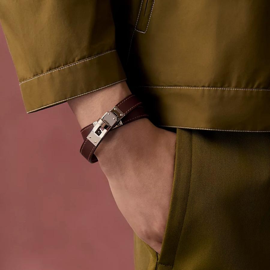 エルメス HERMES メンズ レザーブレスレット (ケリー) ドゥブルトゥール【レッド 】【送料無料】【正規品】の画像
