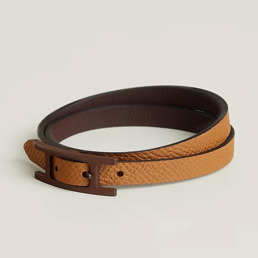 エルメス HERMES メンズ レザーブレスレット (ビーアピ) ドゥブルトゥール ソー・ブラウン【マロン 】【送料無料】【正規品】の画像