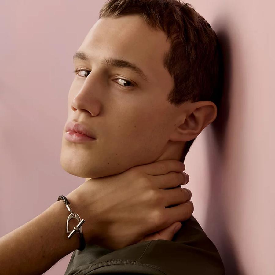 エルメス HERMES メンズ レザーブレスレット (エトリエ H)【グリーン 】【送料無料】【正規品】の画像
