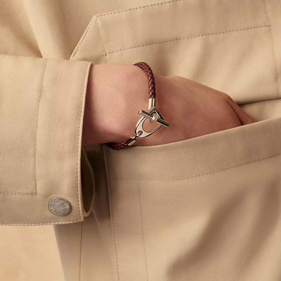 エルメス HERMES メンズ レザーブレスレット (エトリエ H)【レッド 】【送料無料】【正規品】の画像