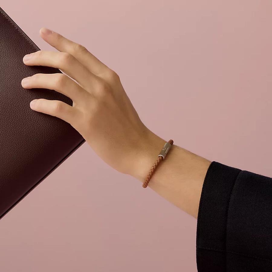 エルメス HERMES メンズ レザーブレスレット (パズルH)【ベージュ/ナチュラル 】【送料無料】【正規品】の画像