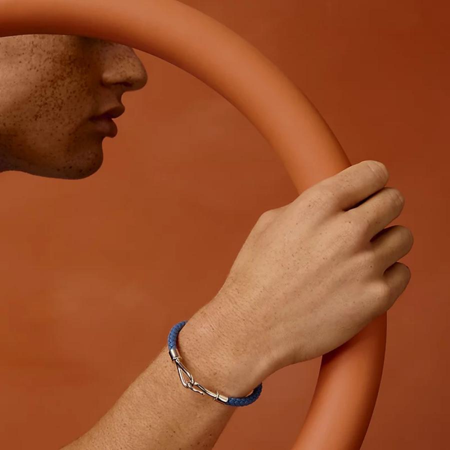 エルメス HERMES メンズ レザーブレスレット (ジャンボH)【ブルー 】【送料無料】【正規品】の画像