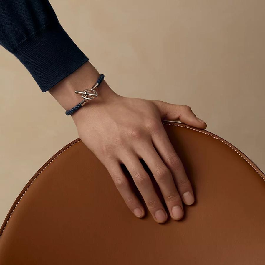エルメス HERMES メンズ レザーブレスレット (グレナンH)【ブルー 】【送料無料】【正規品】の画像