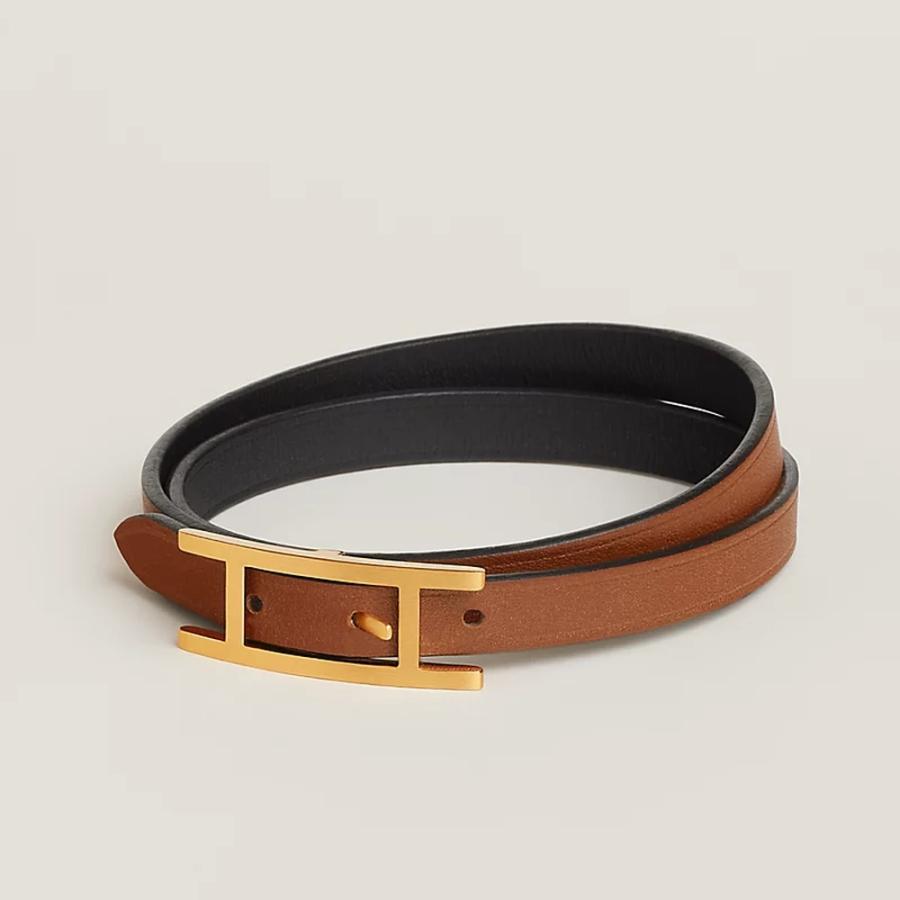 エルメス HERMES メンズ レザーブレスレット (ビーアピ) ドゥブルトゥール【ブラック 】【送料無料】【正規品】の画像