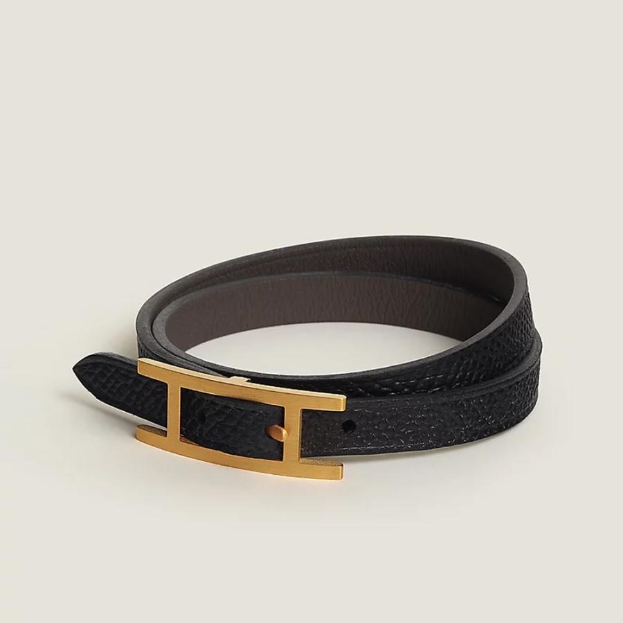 エルメス HERMES メンズ レザーブレスレット (ビーアピ) ドゥブルトゥール【グレー 】【送料無料】【正規品】の画像