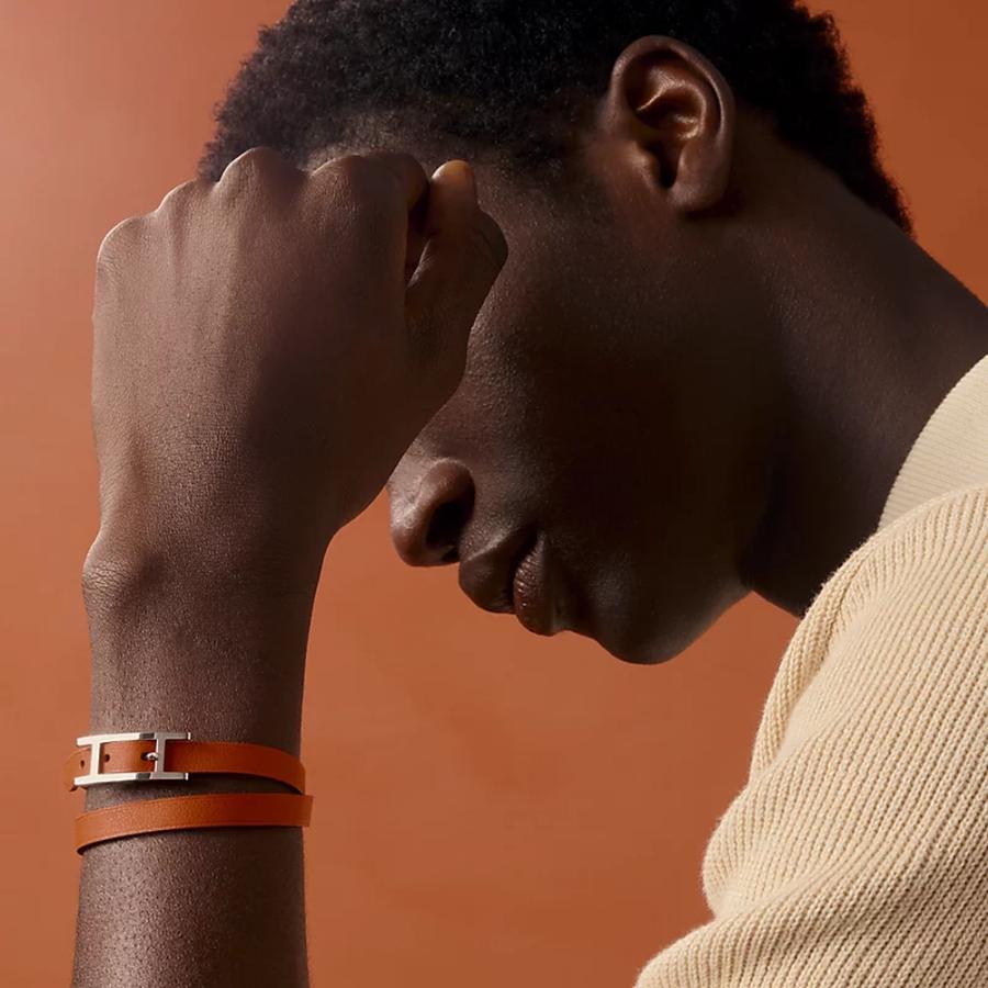 エルメス HERMES メンズ レザーブレスレット (ビーアピ) ドゥブルトゥール【マロン 】【送料無料】【正規品】の画像