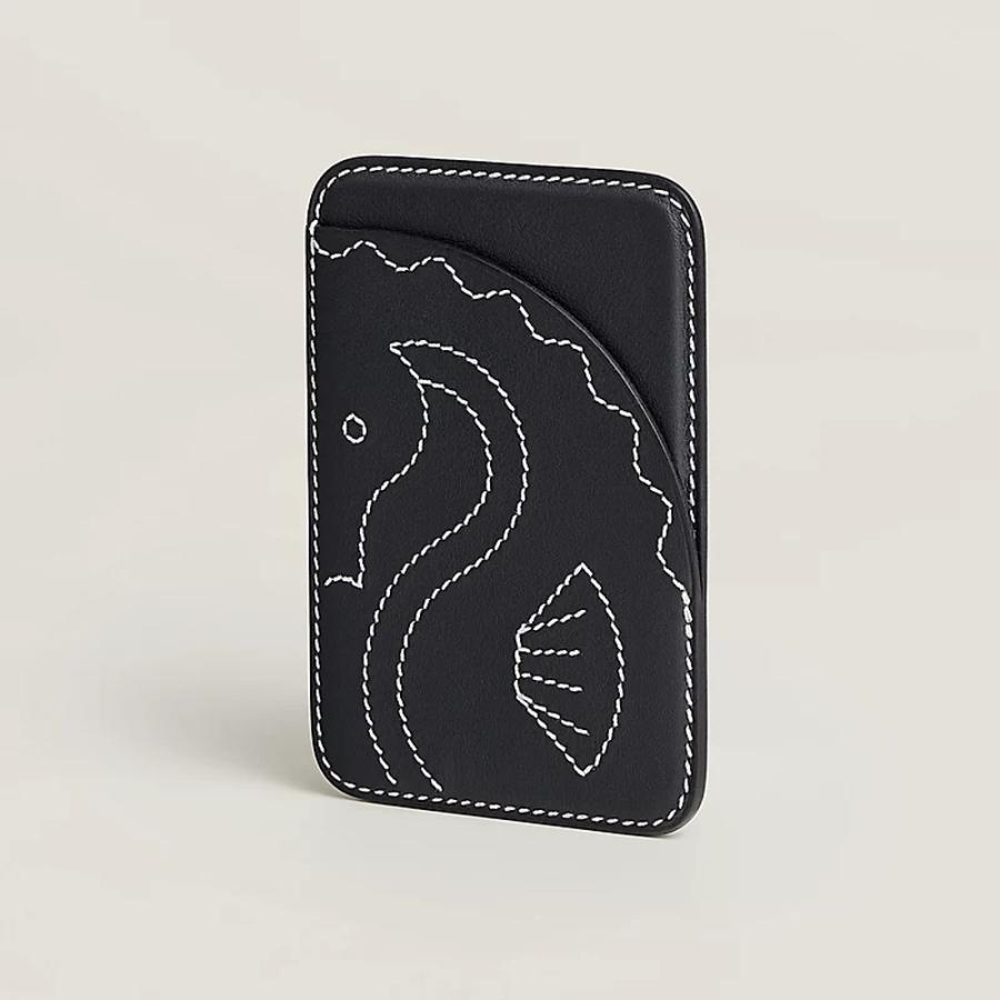 エルメス HERMES メンズ カードケース (MagSafe) エマン タツノオトシゴ【ブルー 】【送料無料】【正規品】の画像