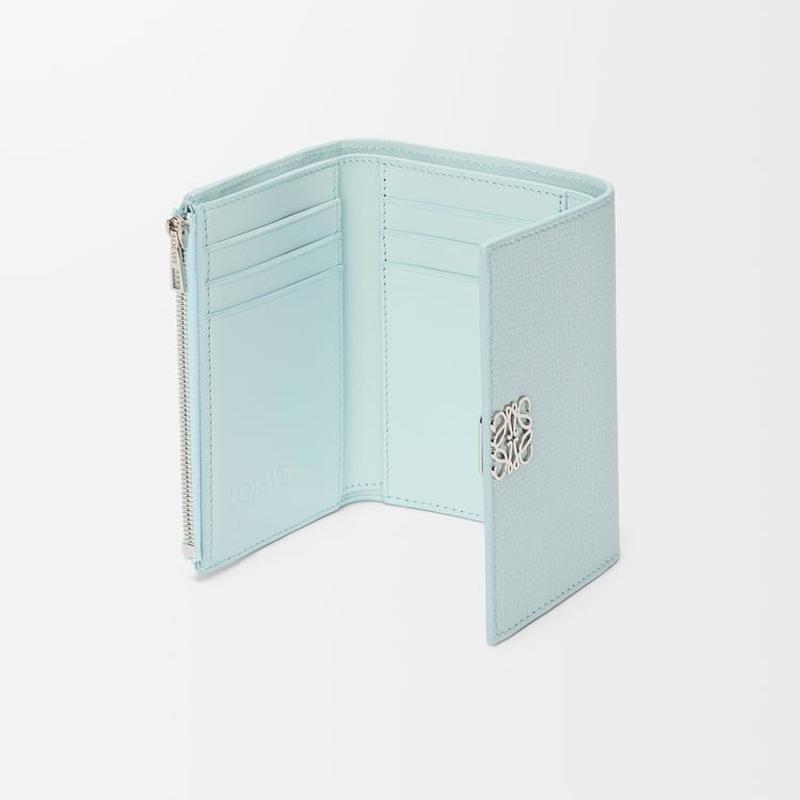 美品●ロエベ　バーティカル　ウォレット　アナグラム　ロゴ型押し　レザー　ネイビー ロエベ(LOEWE)|アナグラムバーティカルウォレットスモール