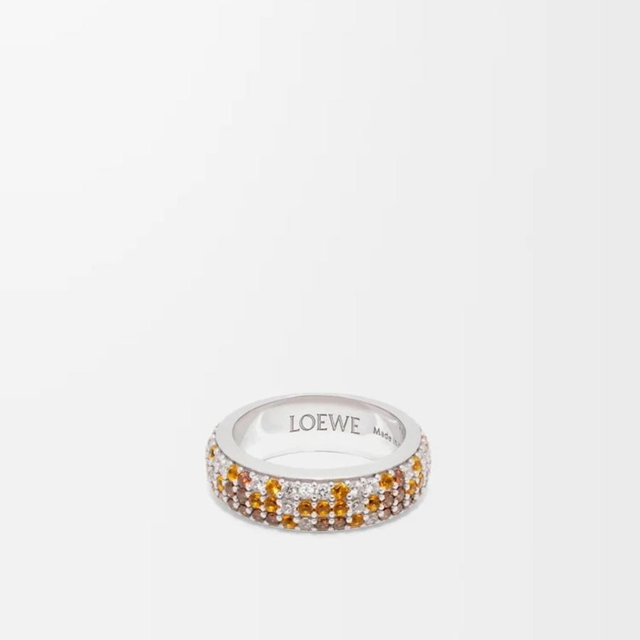 LOEWE（ロエベ） レディース パヴェ シン リング【シルバー/ブラウン