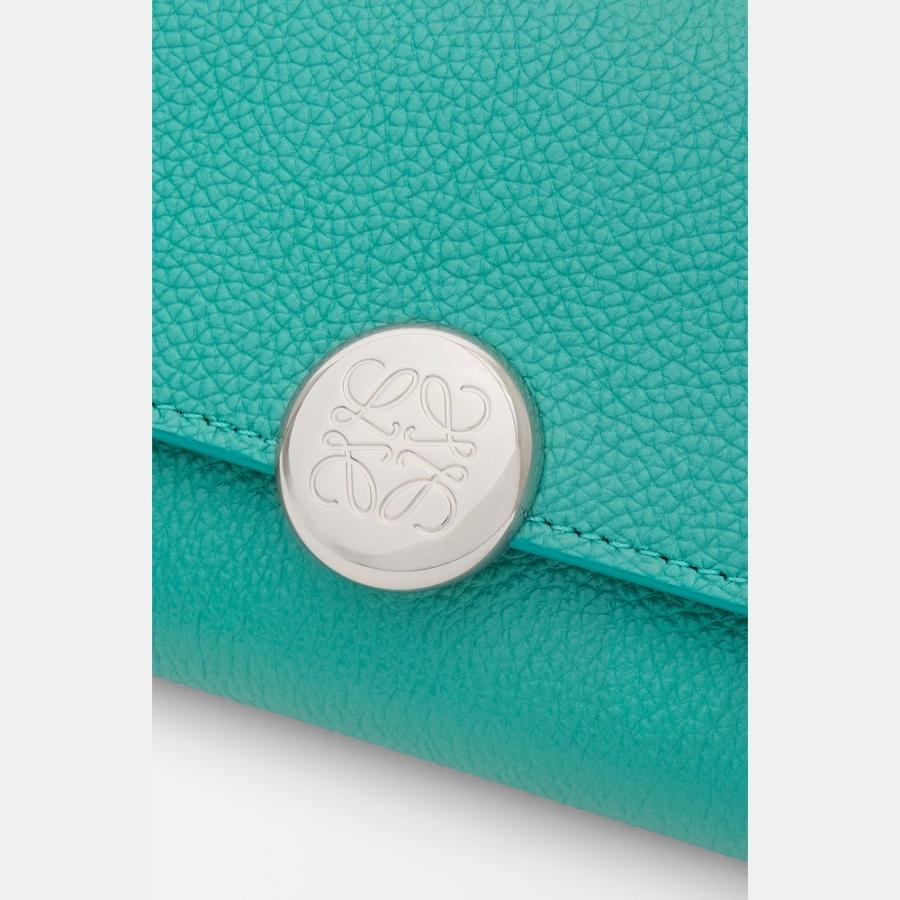 ロエベ LOEWE 2025秋冬レディース ぺブル バーティカル ウォレット 財布 スモール（ペブルグレインカーフ）【アクアマリン 】【送料無料】【正規品】の画像