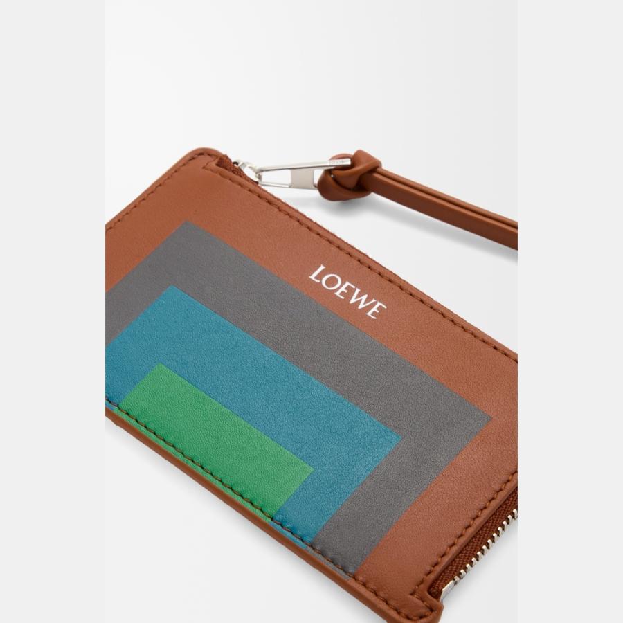 ロエベ LOEWE 2025秋冬レディース コインカードホルダー（ナパカーフ）【キャラメル/ブライトグリーン 】【送料無料】【正規品】の画像