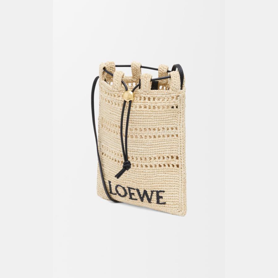 ロエベ LOEWE 2025秋冬メンズ ドローストリング ポケット（ラフィア）【ナチュラル/ブラック 】【送料無料】【正規品】の画像