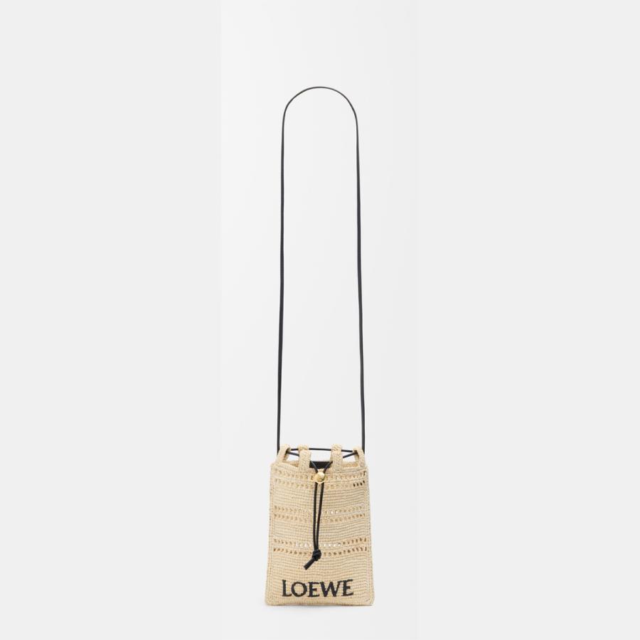 ロエベ LOEWE 2025秋冬メンズ ドローストリング ポケット（ラフィア）【ナチュラル/ブラック 】【送料無料】【正規品】の画像
