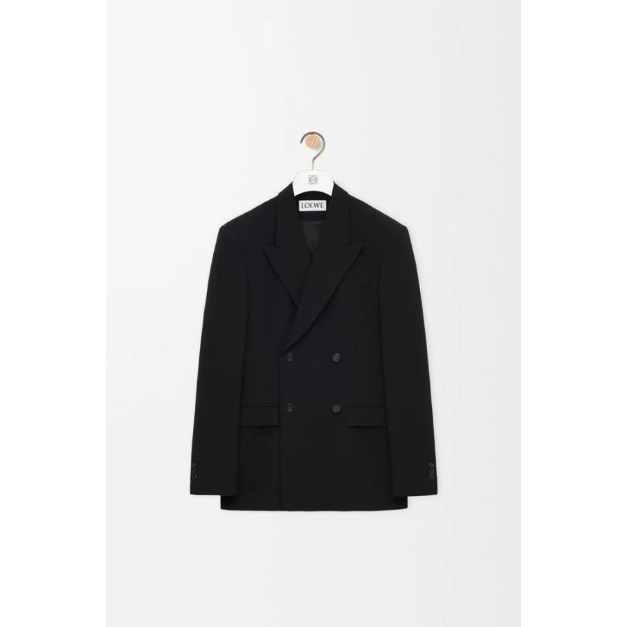 【ほぼ未使用】LOEWE フード付きダブルブレストジャケット ブラック LOEWE（ロエベ） LOEWE 2026春夏メンズ ダブルブレスト ジャケット