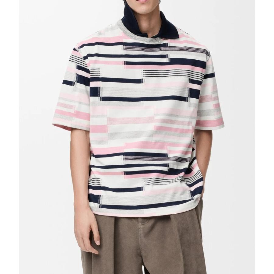 ロエベ LOEWE 2026春夏メンズ ルーズフィット Tシャツ【Pink/Ecru 】【送料無料】【正規品】の画像