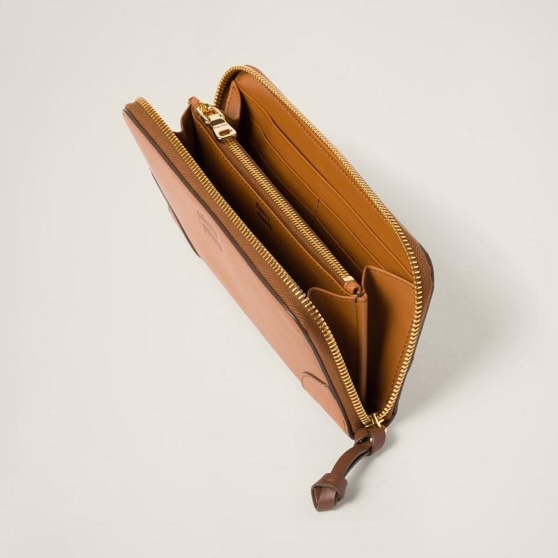 miu ミュウミュウ MIU レザー 財布【コニャック+ブラウン miu ミュウミュウ MIU レザー 財布【コニャック+ブラウン