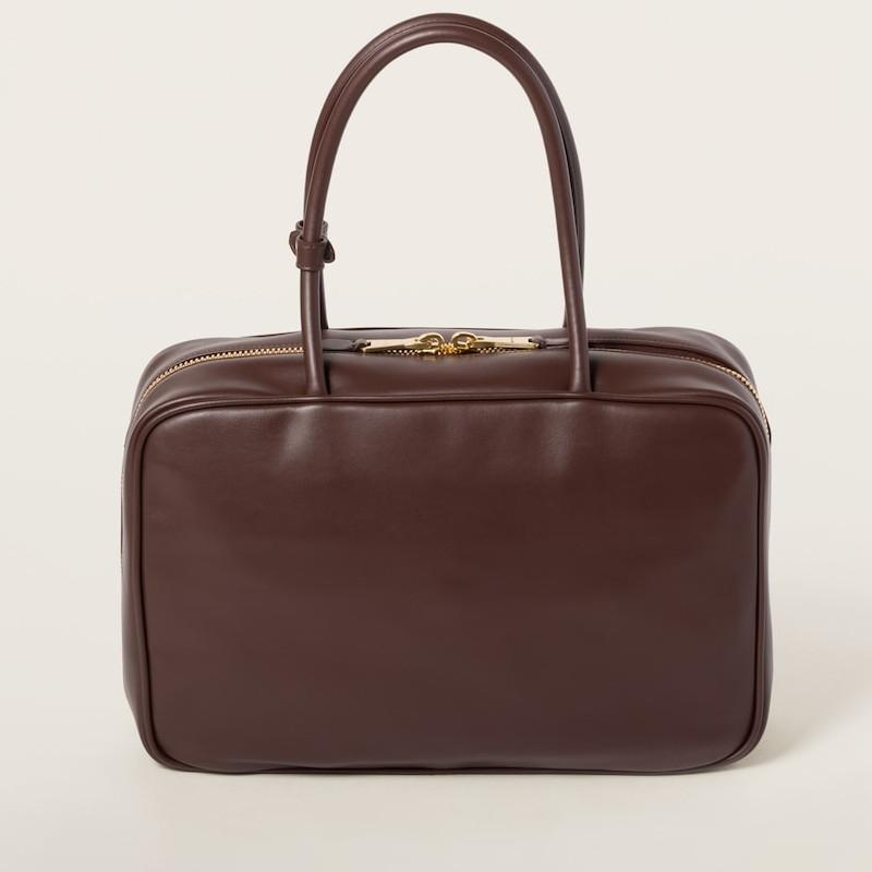 美品 miumiu レザーホーボーバッグ ブラウン レザー ミュウミュウ miu miu（ミュウミュウ） レザー ボー バッグ 5BB117_2CRW_F0NBL_V_MON