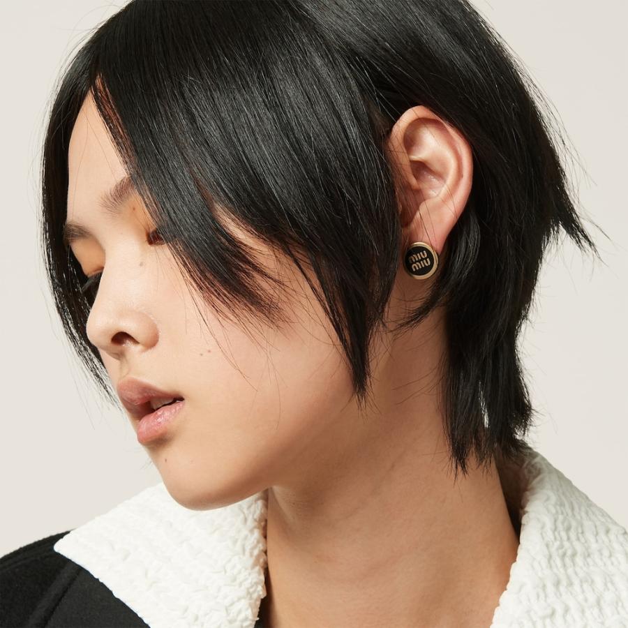 ミュウミュウ MIU MIU エナメルメタル ピアス 5JO912_2F6T_F0002【ブラック 】【送料無料】【正規品】_1