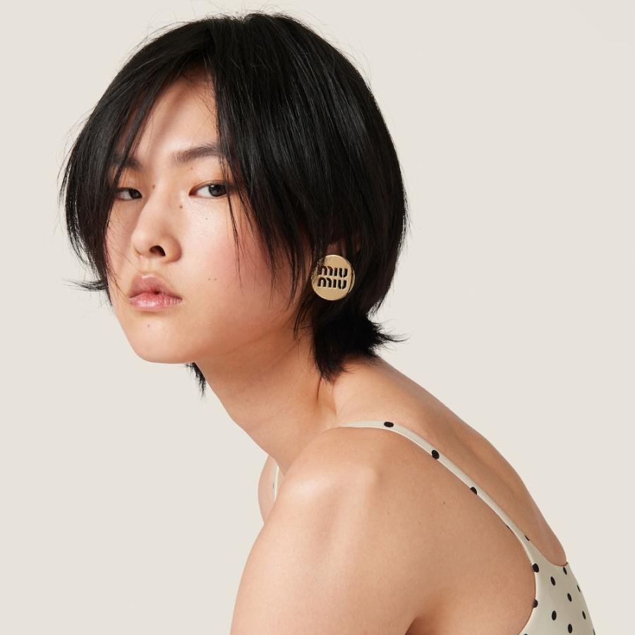miu miu ゴールド ブラック ピアス MIUMIU ミュウミュウ ピアス 5IO103 ブラック ゴールド レディース