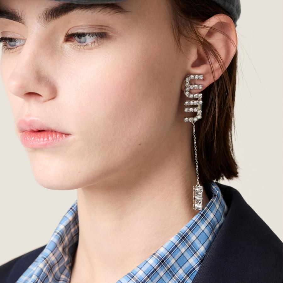 miu miu（ミュウミュウ） クリスタルチャーム付 ピアス