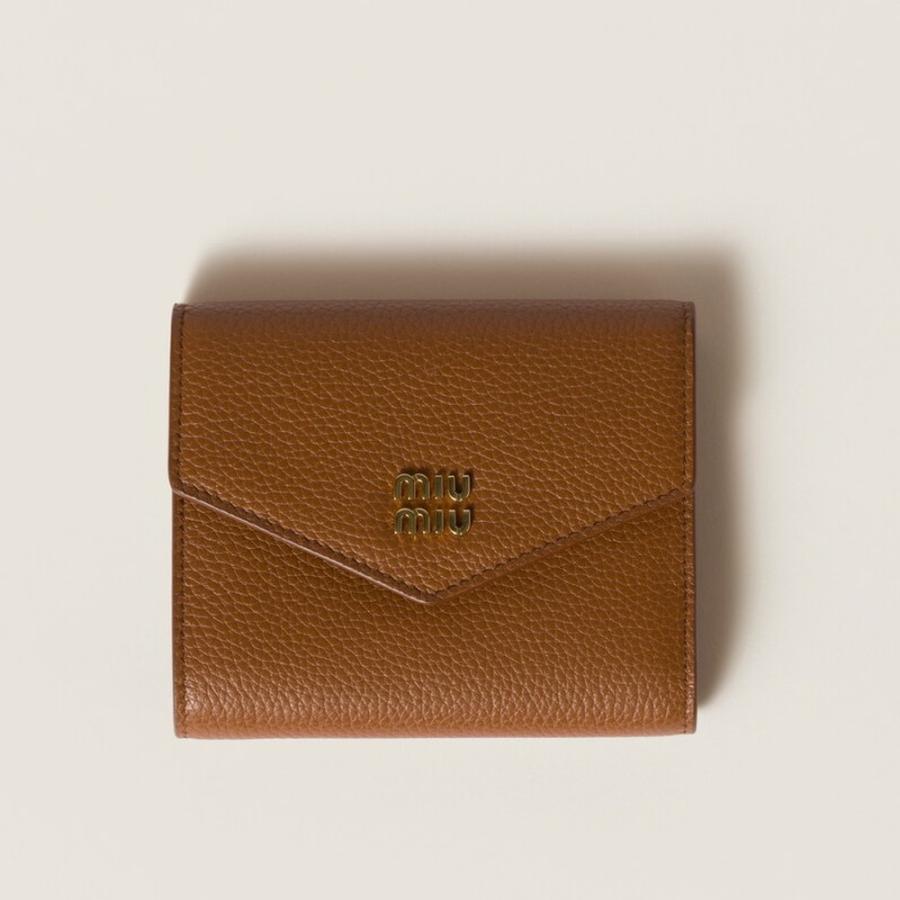 【付属品あり】miumiu ミュウミュウ クロコ 財布 ブラウン レザー 美品 miu miu（ミュウミュウ） レザー 財布 5MH040_ADT7_F0046【コニャック
