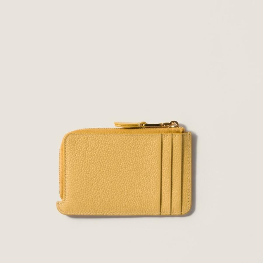 ミュウミュウ MIU MIU レザー ポーチ カードホルダー 5MB066_ADT7_F0F06【イエロー 】【送料無料】【正規品】の画像