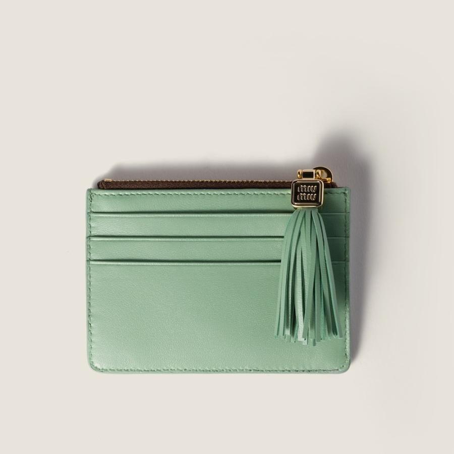 ミュウミュウ MIU MIU レザー カードホルダー 5MC093_2IDW_F0BKH【バーント/アクアマリン 】【送料無料】【正規品】の画像