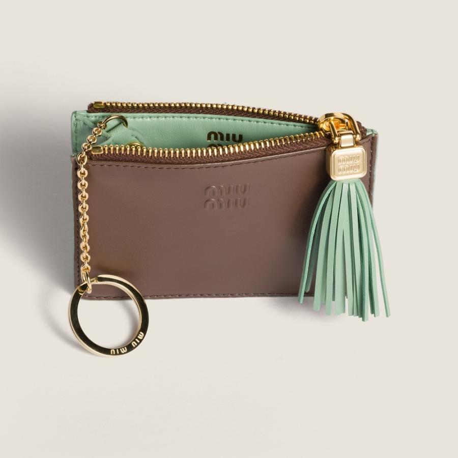 ミュウミュウ MIU MIU レザー カードホルダー 5MC093_2IDW_F0BKH【バーント/アクアマリン 】【送料無料】【正規品】の画像
