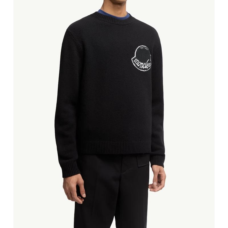 2025/26秋冬 MONCLER モンクレール メンズMAGLIONE LOGATO IN LANAセーター【nero 】【送料無料】【正規品】の画像