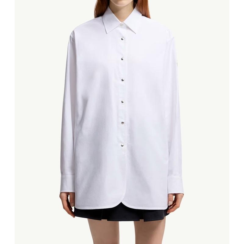 2025/26秋冬 MONCLER モンクレール レディースCAMICIA A MANICHE LUNGHE IN COTONE OXFORDシャツ【bianco 】【送料無料】【正規品】の画像
