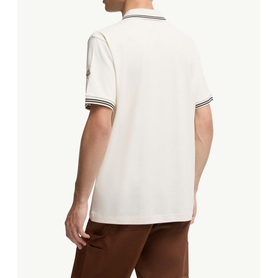 2025/26秋冬 MONCLER モンクレール メンズCOTTON PIQUET POLO SHIRT WITH EMBROIDERED LOGOポロシャツ【Bianco Avorio 】【送料無料】【正規品】の画像