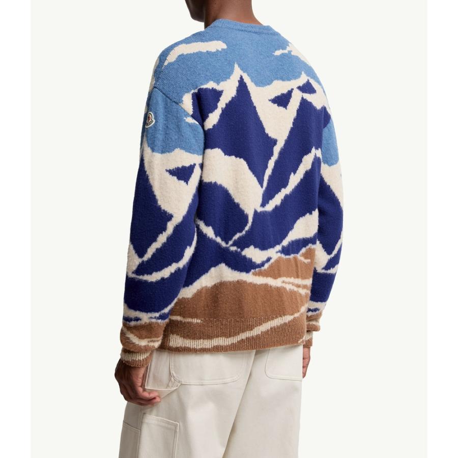 2025/26秋冬 MONCLER モンクレール メンズJACQUARD WOOL SWEATER WITH ALPINE MOTIFセーター【Celeste/Beige 】【送料無料】【正規品】の画像