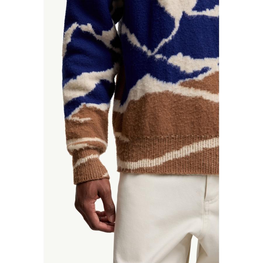 2025/26秋冬 MONCLER モンクレール メンズJACQUARD WOOL SWEATER WITH ALPINE MOTIFセーター【Celeste/Beige 】【送料無料】【正規品】の画像
