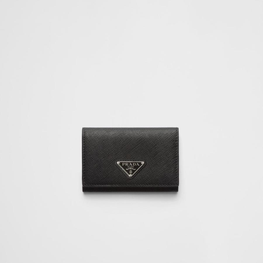 正規PRADAケース財布 PRADA ナイロンxサファイアーノ 二折り財布 トライアングルロゴ (PRADA