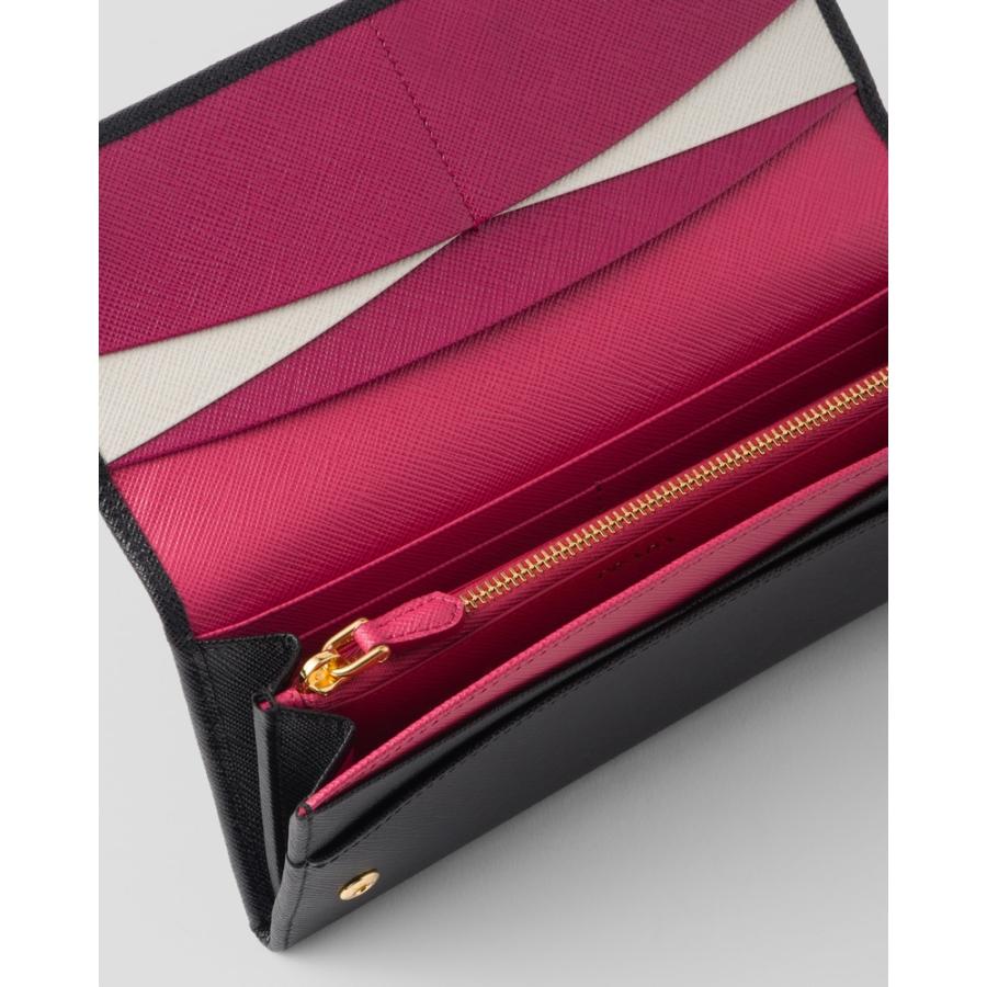 プラダ PRADA 2026春夏 レディース サフィアーノマルチカラー 長財布1MH132_ZLP_F061H【ブラック/ピンク 】【送料無料】【正規品】の画像