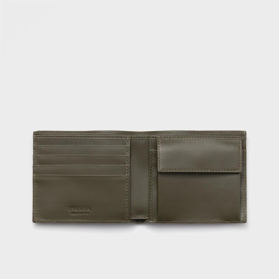 プラダ PRADA 2026春夏 メンズ コインパース付きレザーウォレット 財布【グリーン 】【送料無料】【正規品】の画像