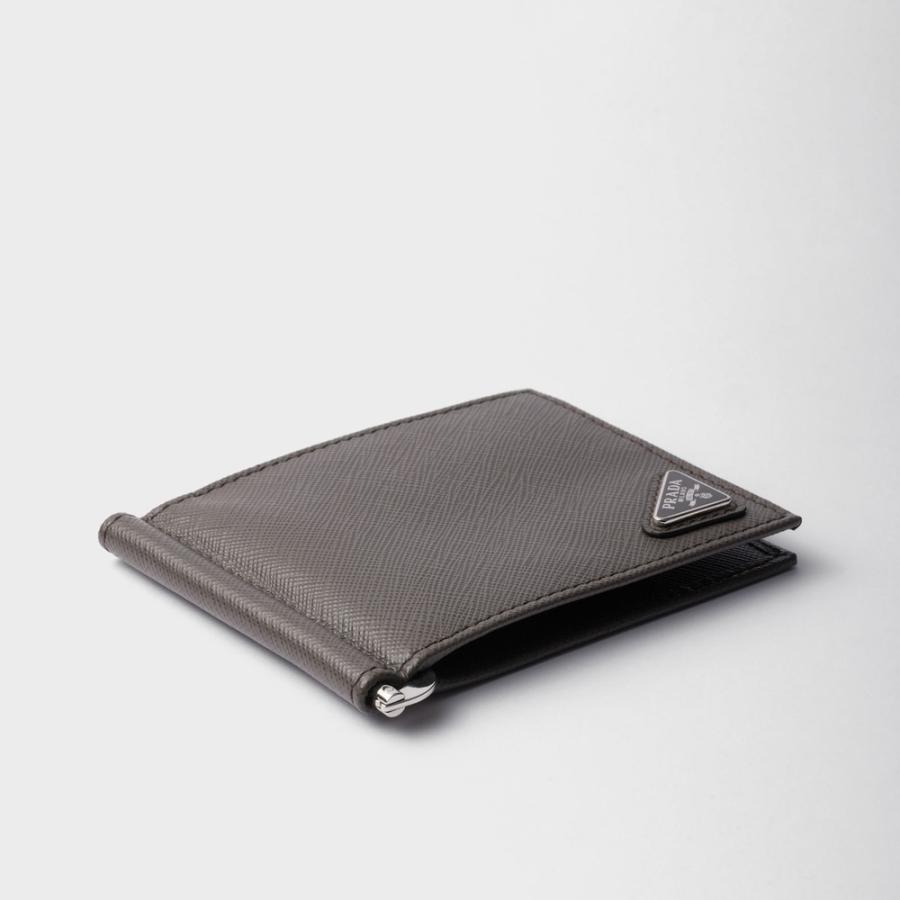 プラダ PRADA 2026春夏 メンズ マネークリップ付サフィアーノトライアングル 財布【グレー 】【送料無料】【正規品】の画像