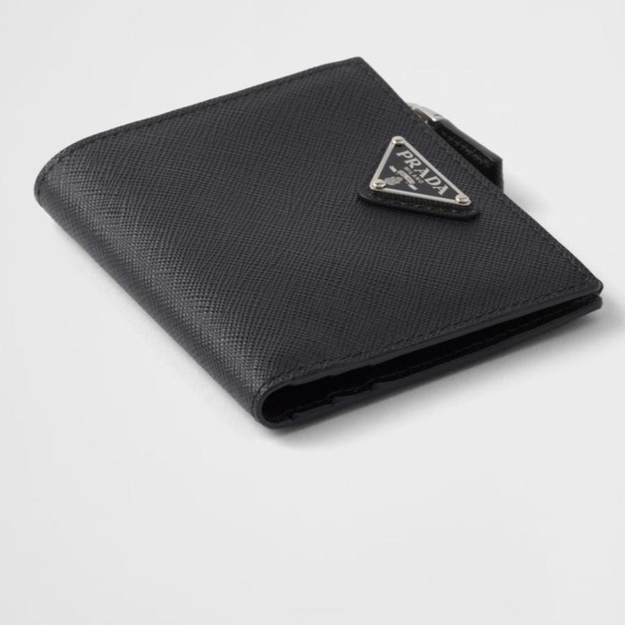 プラダ PRADA 2026春夏 メンズ サフィアーノトライアングル 財布【ブラック 】【送料無料】【正規品】の画像