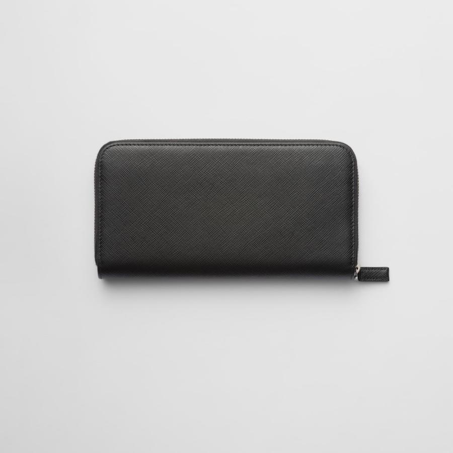 プラダ PRADA 2026春夏 メンズ サフィアーノトライアングル ジップアラウンド財布【ブラック 】【送料無料】【正規品】の画像