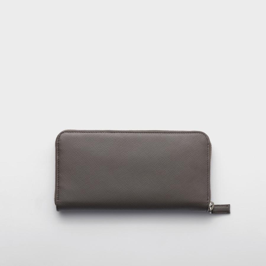 プラダ PRADA 2026春夏 メンズ サフィアーノトライアングル ジップアラウンド財布【グレー 】【送料無料】【正規品】の画像