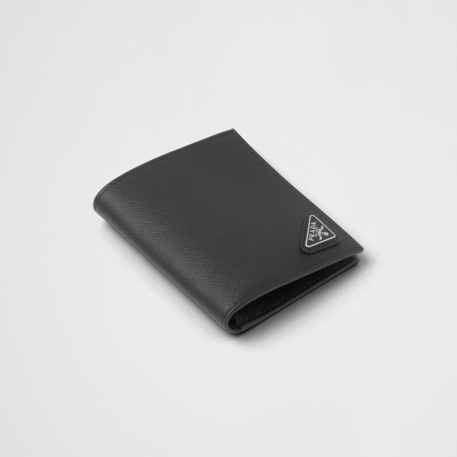 プラダ PRADA 2026春夏 メンズ サフィアーノトライアングル 財布【ブラック 】【送料無料】【正規品】の画像