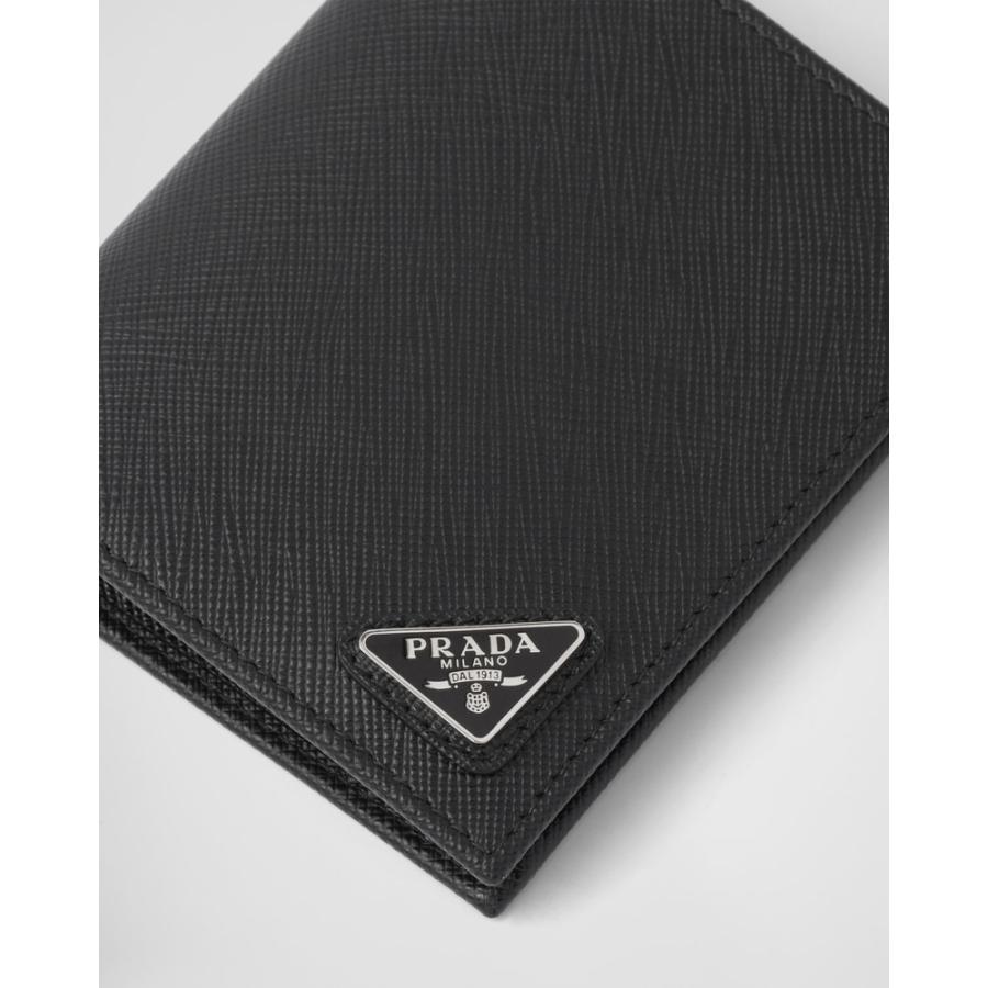 プラダ PRADA 2026春夏 メンズ サフィアーノトライアングル 財布【ブラック 】【送料無料】【正規品】の画像