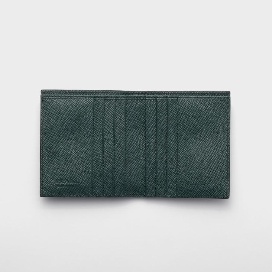 プラダ PRADA 2026春夏 メンズ サフィアーノレザー 財布【グレー／エメラルド 】【送料無料】【正規品】の画像