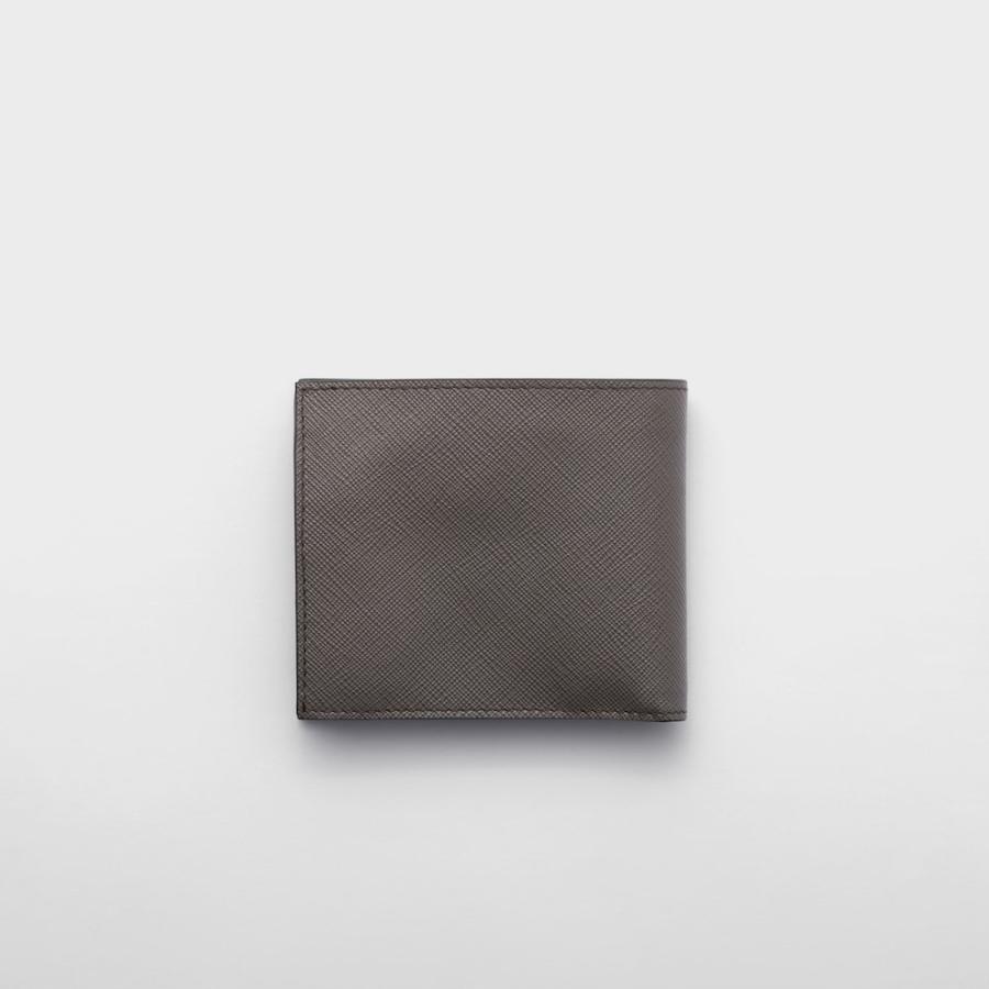プラダ PRADA 2026春夏 メンズ コインパース付きサフィアーノレザーウォレット 財布【グレー／エメラルド 】【送料無料】【正規品】の画像