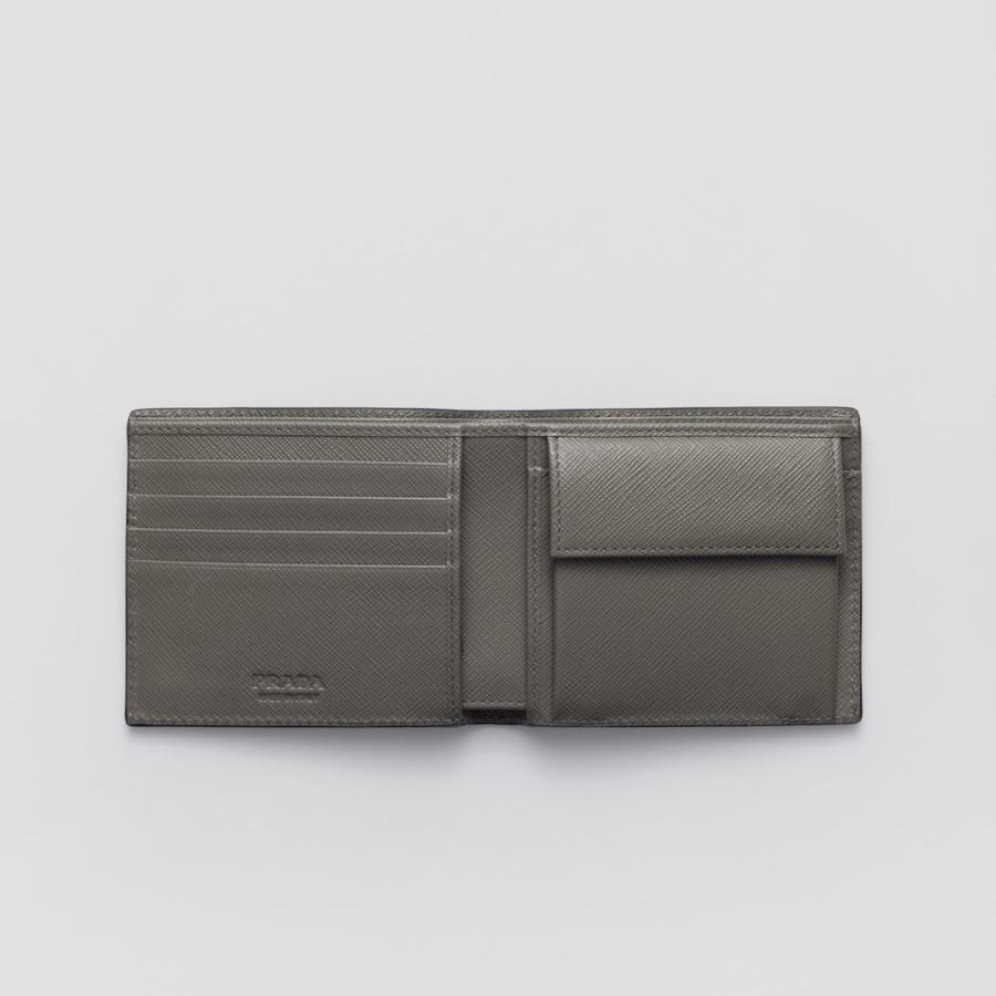 プラダ PRADA 2026春夏 メンズ コインパース付きサフィアーノレザーウォレット 財布【ネイビー＋ライトグレー 】【送料無料】【正規品】の画像