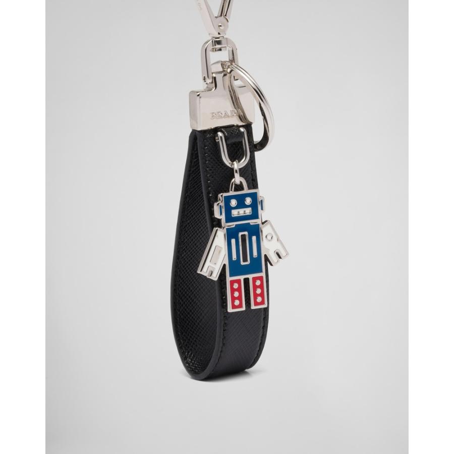 プラダ PRADA 2026春夏 メンズ サフィアーノレザー キーリング【ブラック 】【送料無料】【正規品】の画像