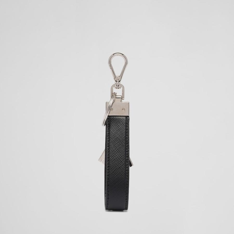 プラダ PRADA 2026春夏 メンズ サフィアーノレザー キーリング【ブラック 】【送料無料】【正規品】の画像